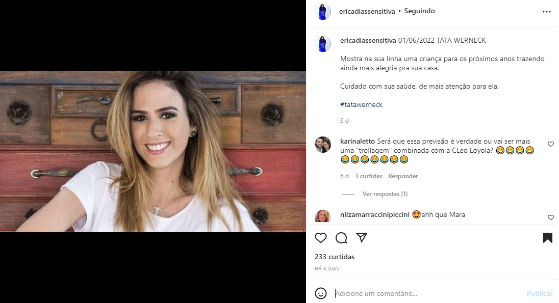 Publicação sobre Tata Werneck (Foto: Reprodução Instagram)