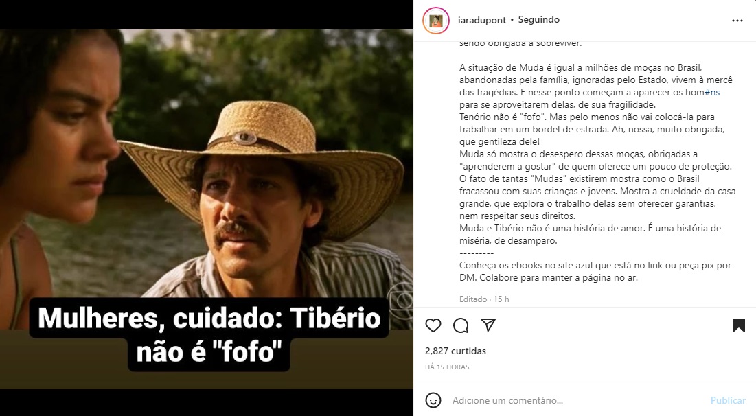 Publicação sobre Tibério (Foto: Reprodução Instagram)