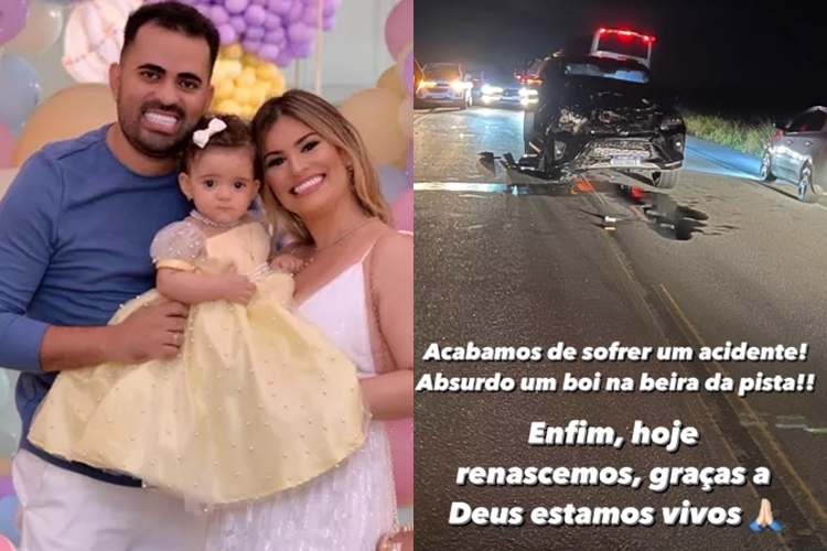 Roninho e Maluzinha com a filha de 1 ano