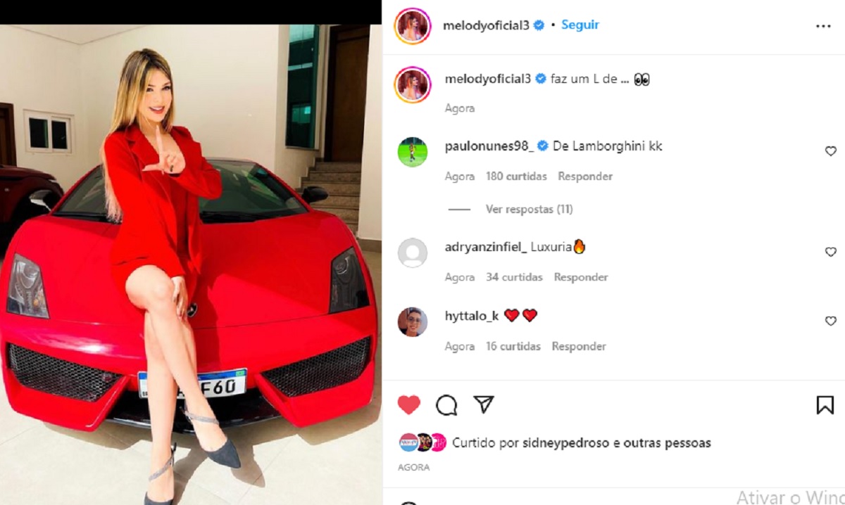 Mc Melody posta foto fazendo L (Imagem: Reprodução do Instagram)