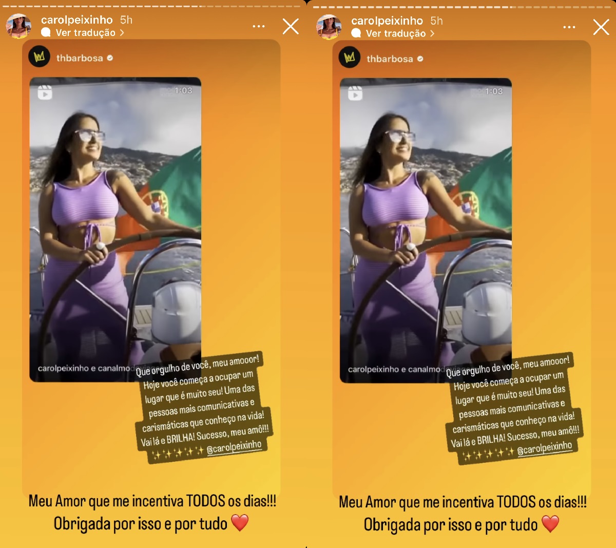 Carol Peixinho ganha declaração de Thiaguinho (Foto: Reprodução/Instagram)