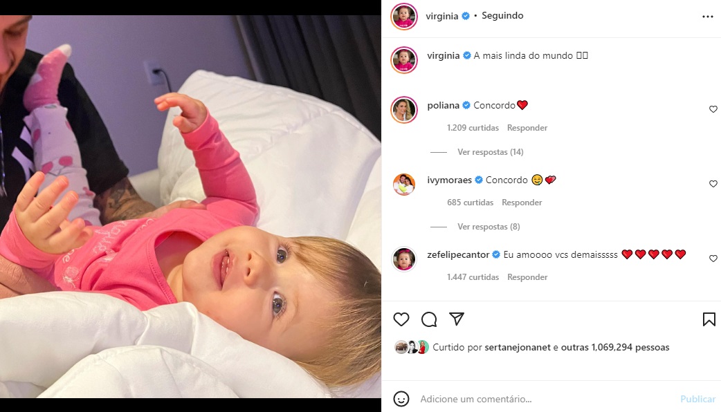 Publicação com o comentário de Poliana Rocha sobre Maria Alice (Foto: Reprodução Instagram)