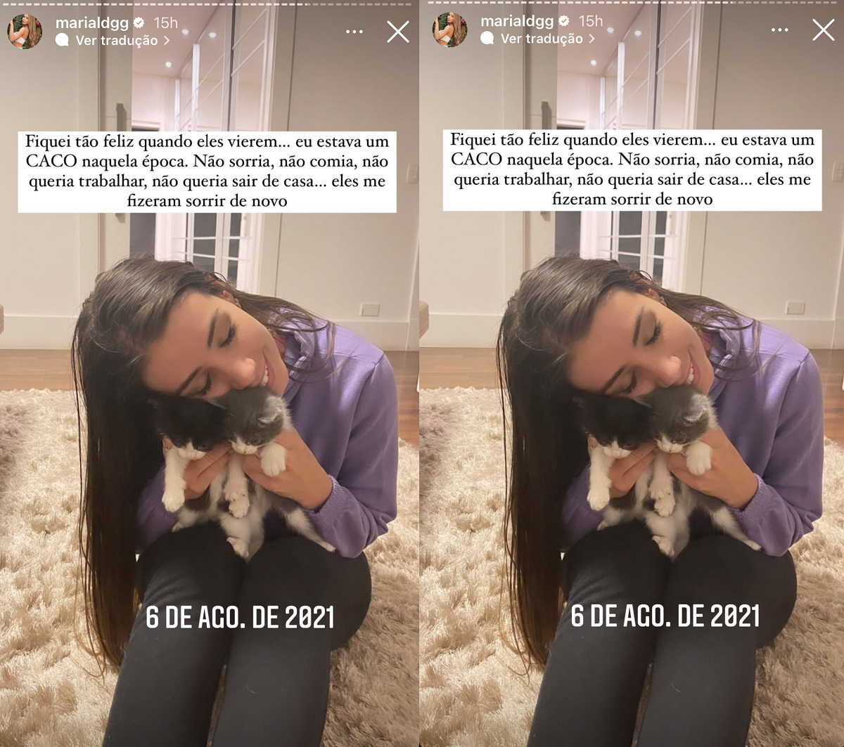 Maria Lina lembra chegada de seus gatinhos (Foto: Reprodução/Instagram)