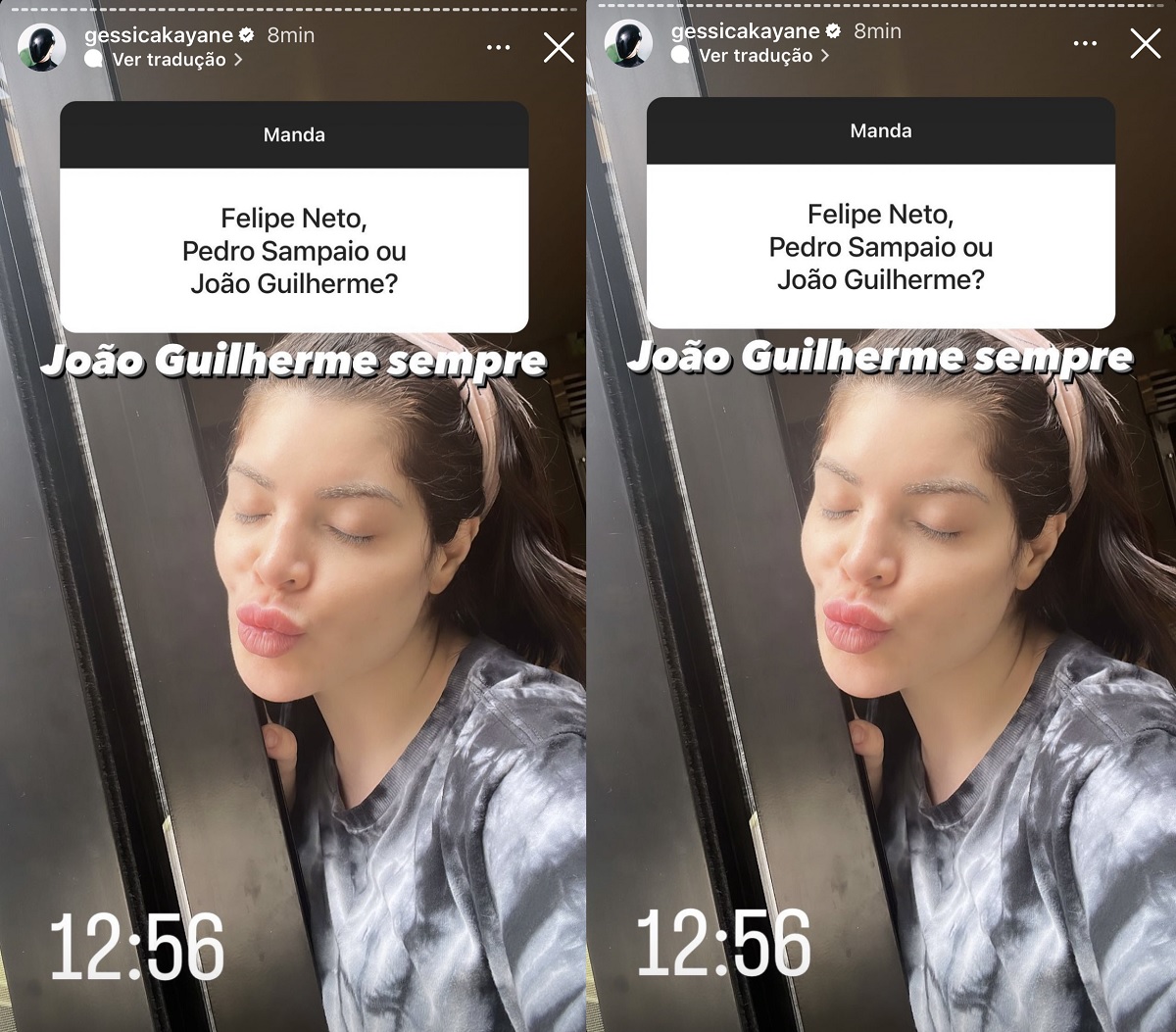 Gkay revela crush em João Guilherme (Foto: Stories do Instagram)
