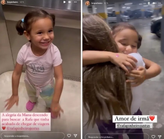 Manu e Rafa Justus Instagram Stories