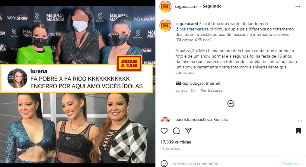 Publicação sobre Maiara e Maraisa (Foto: Reprodução Instagram)
