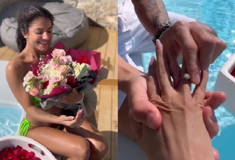 DJ Netto pede Hariany em casamento (Foto: Stories do Instagram/Montagem)