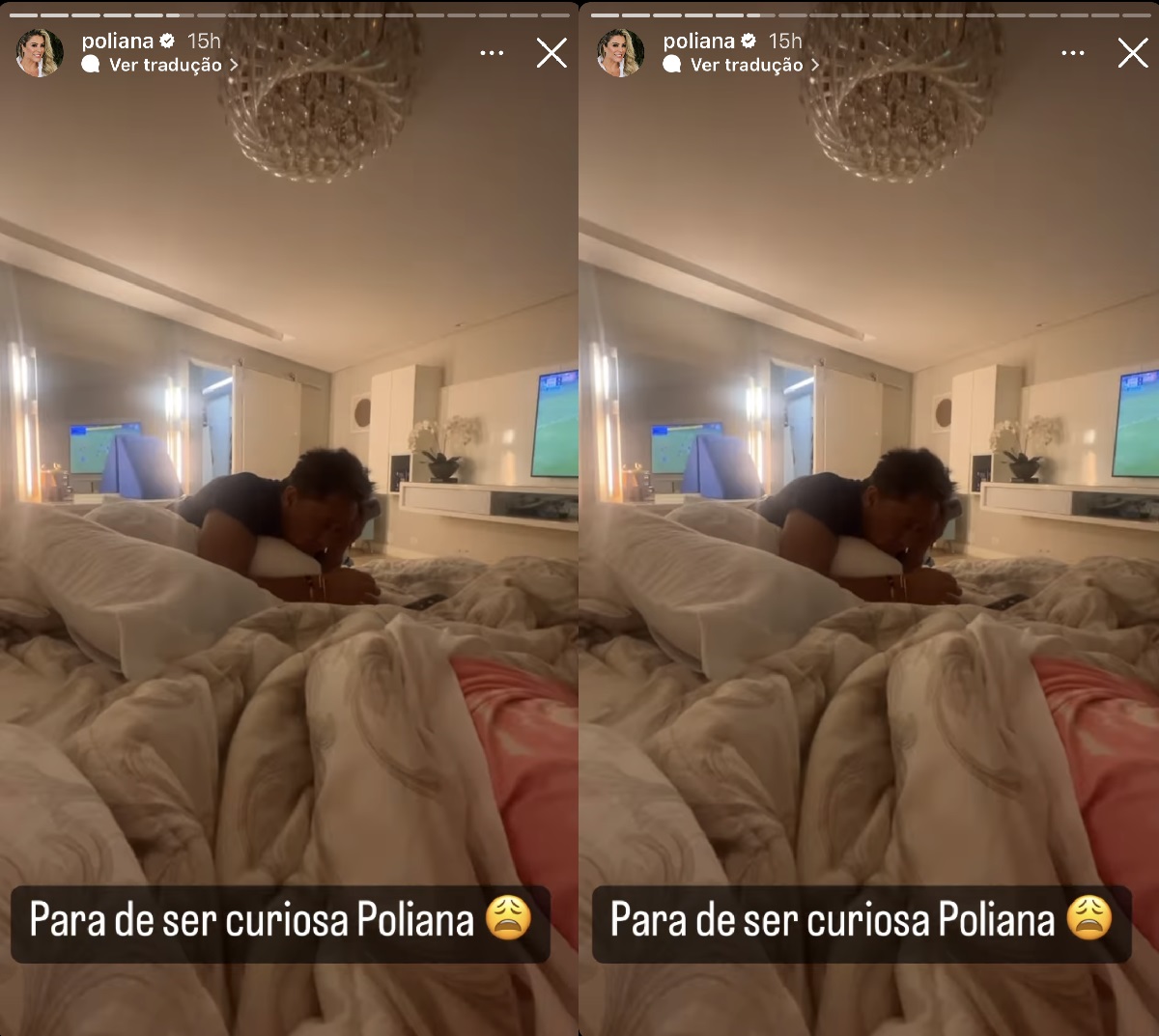Poliana Rocha flagra Leonardo mexendo no celular (Foto: Reprodução/Instagram)