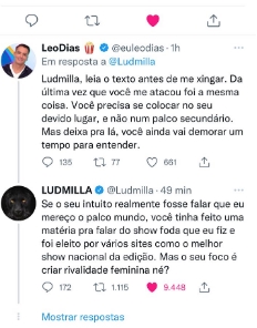 Leo Dias e Ludmilla reprodução Twitter