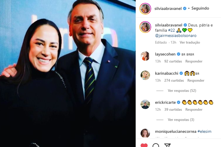 Silvia Abravanel e Bolsonaro - Instagram 