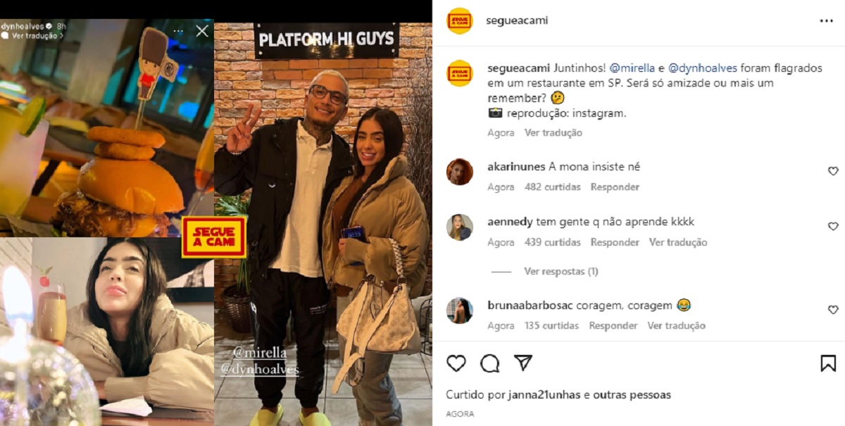 Dynho Alves e Mirella vão jantar juntos (Foto: Reprodução/Instagram)