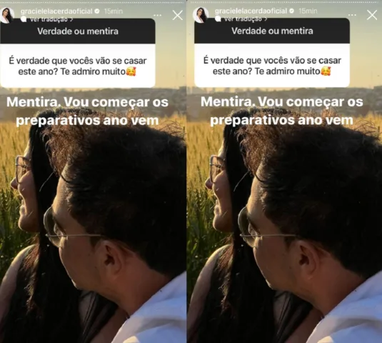Graciele Lacerda revela quando irá se casar com Zezé di Camargo (Foto: Stories do Instagram)