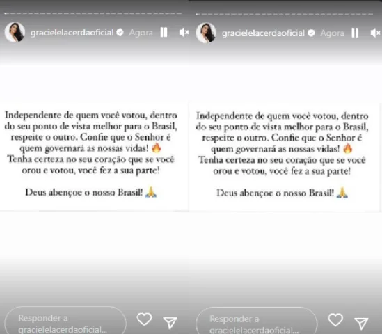 Graciele Lacerda posta recado no Instagram (Foto: Stories do Instagram)