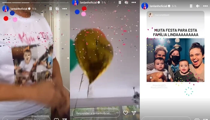 Lan Lahn e Nanda Costa celebrando aniversário das filhas Instagram Stories