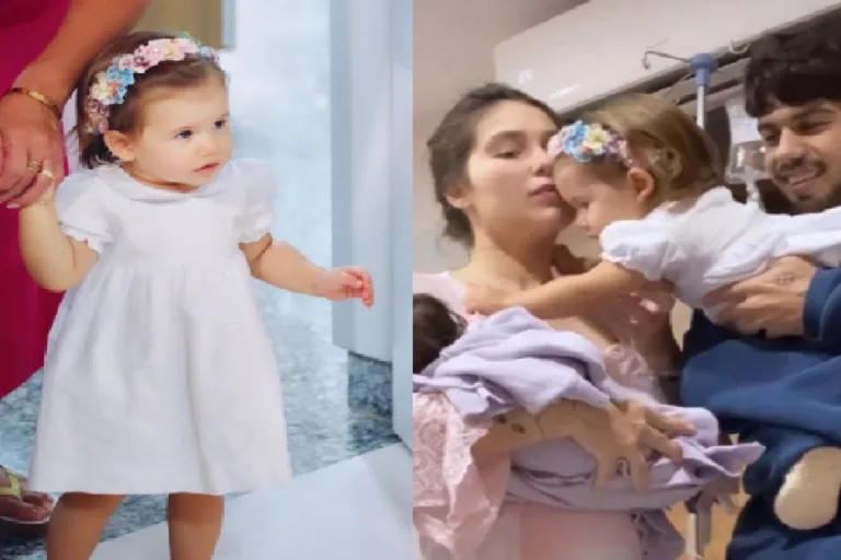Filha de Virgínia e Zé Felipe, Maria Alice conhece a irmã caçula Maria Flor