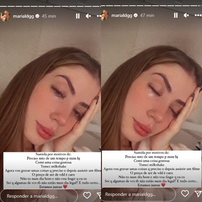 Maria Lina reprodução Instagram montagem Area Vip