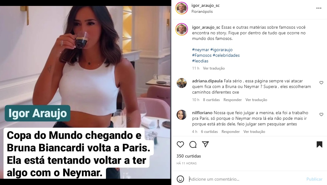 Postagem Neymar e Bruna - Foto: Instagram 
