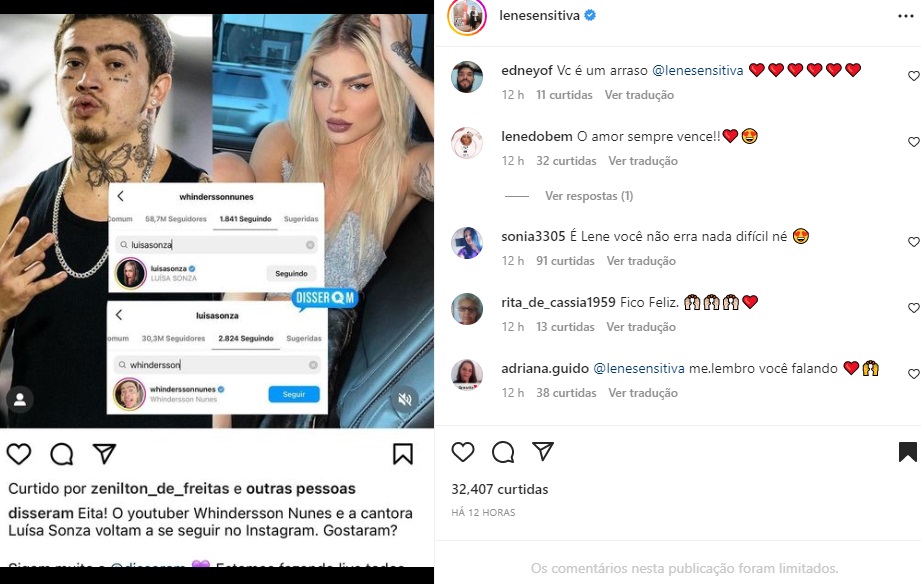 Previsão Luisa Sonza e Whindersson Nunes - Foto: Instagram