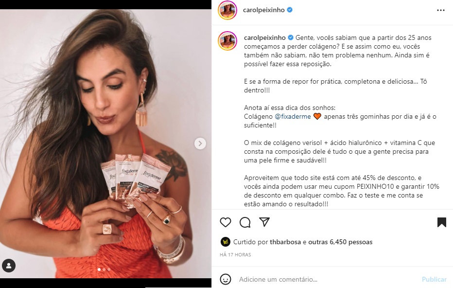 Publicação Carol Peixinho (Foto: Reprodução Instagram)