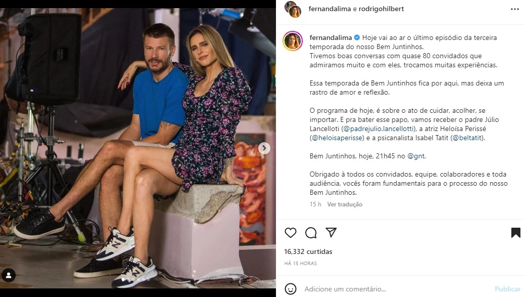 Publicação Rodrigo Hilbert e Fernanda Lima (Foto: Reprodução Instagram)
