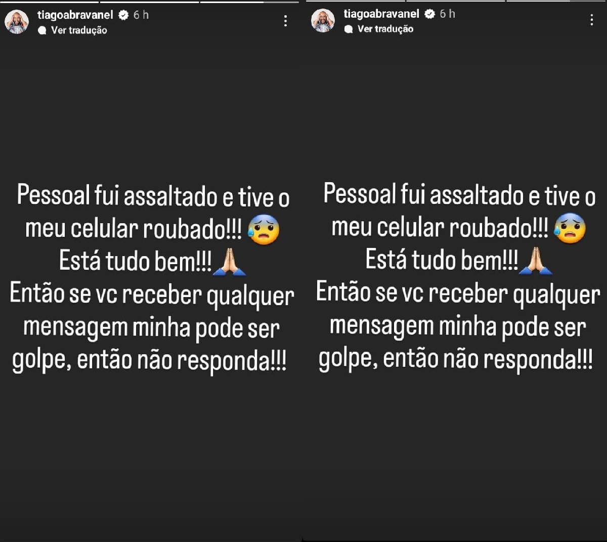 Tiago Abravanel relata assalto (Foto: Reprodução/Instagram)