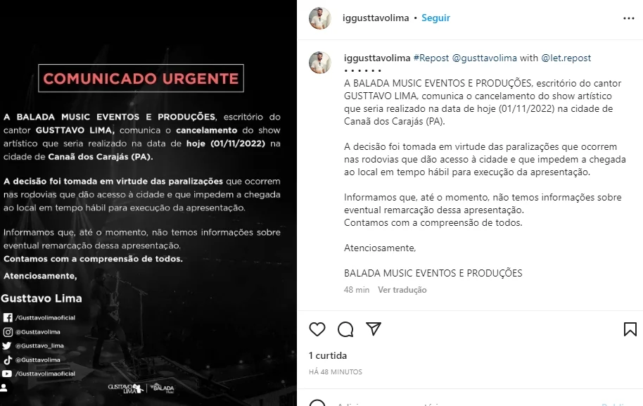 Balada Music reprodução Instagram