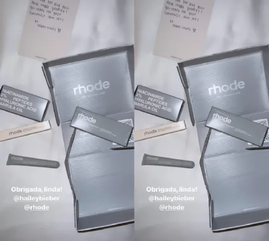 Bruna Bruna Marquezine agredece mimo dado por Hailey Bieber (Foto: Stories do Instagram)