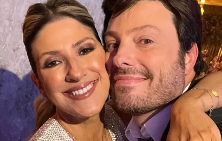 Danilo Gentili surge coladinho com Dani Calabresa após casamento: “te amo”