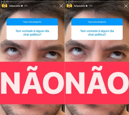Felipe Neto fala que não entraria na política (Foto: Stories do Instagram)