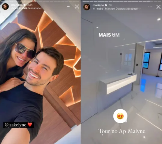 Mariano mostra detalhes de apartamento com Jakelyne (Foto: Stories do Instagram)