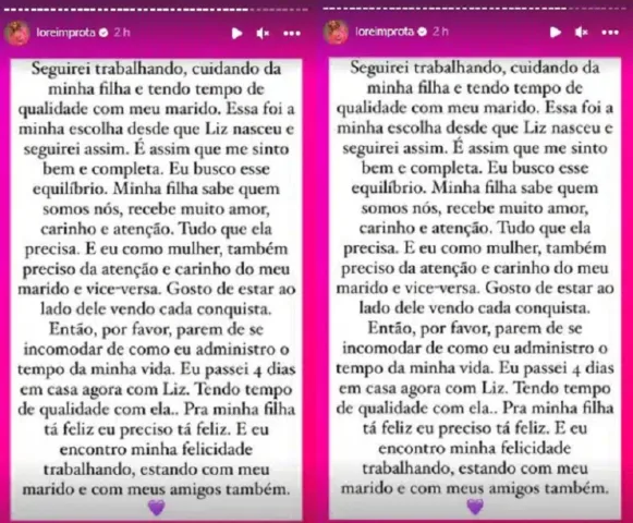 Lore Improta se manifesta após ser detonada (Foto: Reprodução/Instagram)