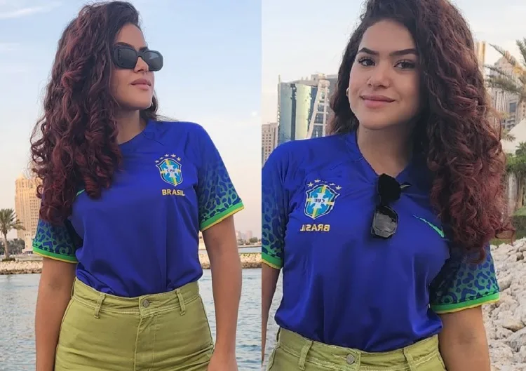 Maisa posa com look da seleção no Catar