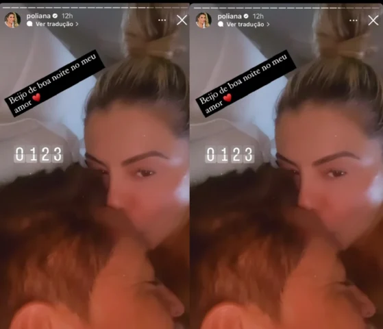 Poliana Rocha e Leonardo aparecem em clima de intimidade na web (Foto: Reprodução dos Stories/Instagram)