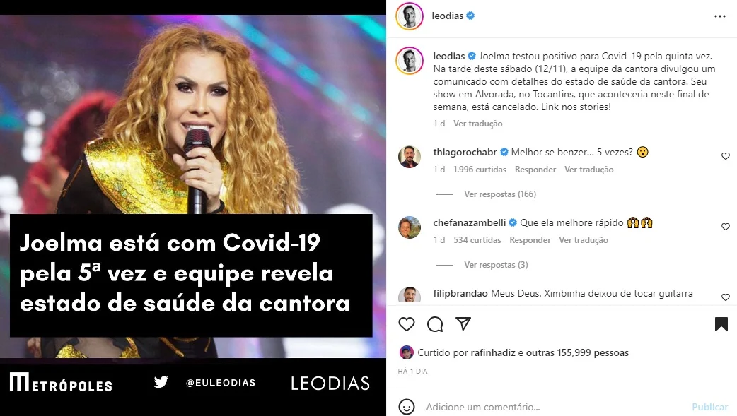 Postagem sobre Joelma (Foto: Reprodução Instagram)