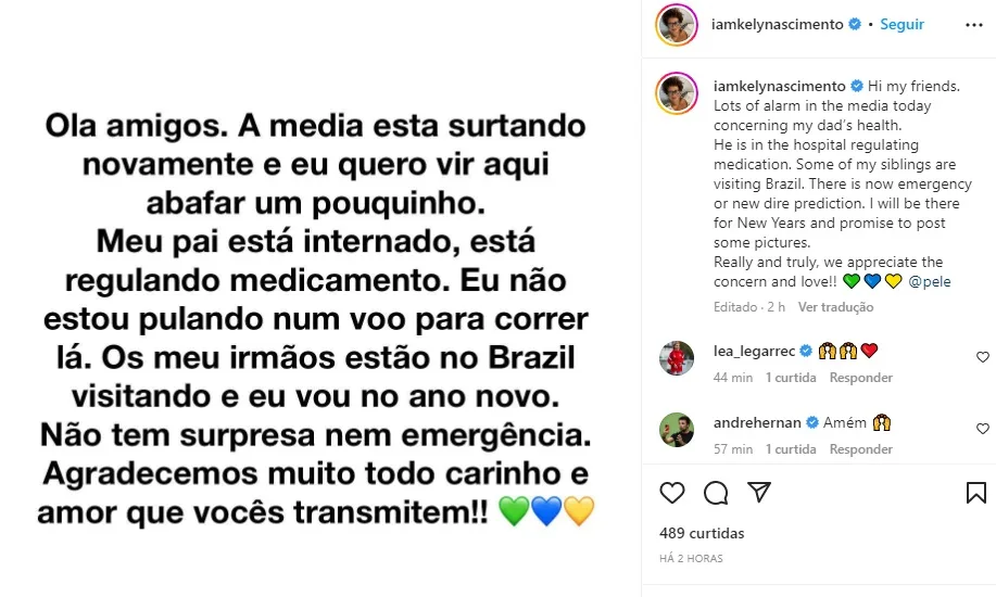 Reportagem sobre Pelé (Foto: Reprodução Instagram)