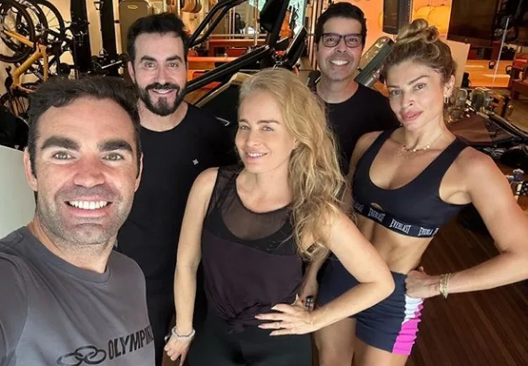 Angélica em academia com Grazi e Padre Fabio - Instagram