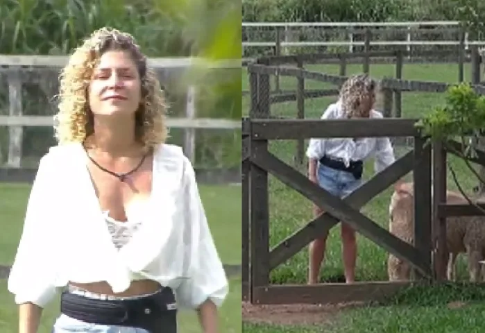 Babi cai no choro ao dar tchau para ovelhas (Foto: Montagem/Payplus)