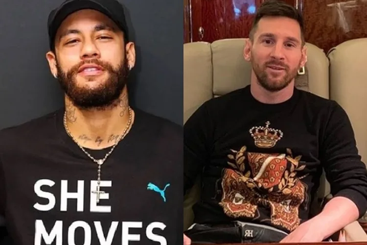 Neymar e Lionel Messi reprodução Instagram montagem Area Vip