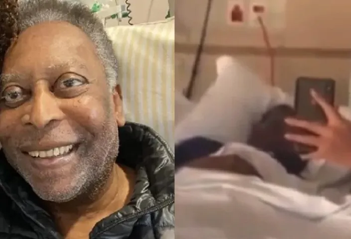 Pelé conversa com familiares (Foto: Montagem/Instagram)