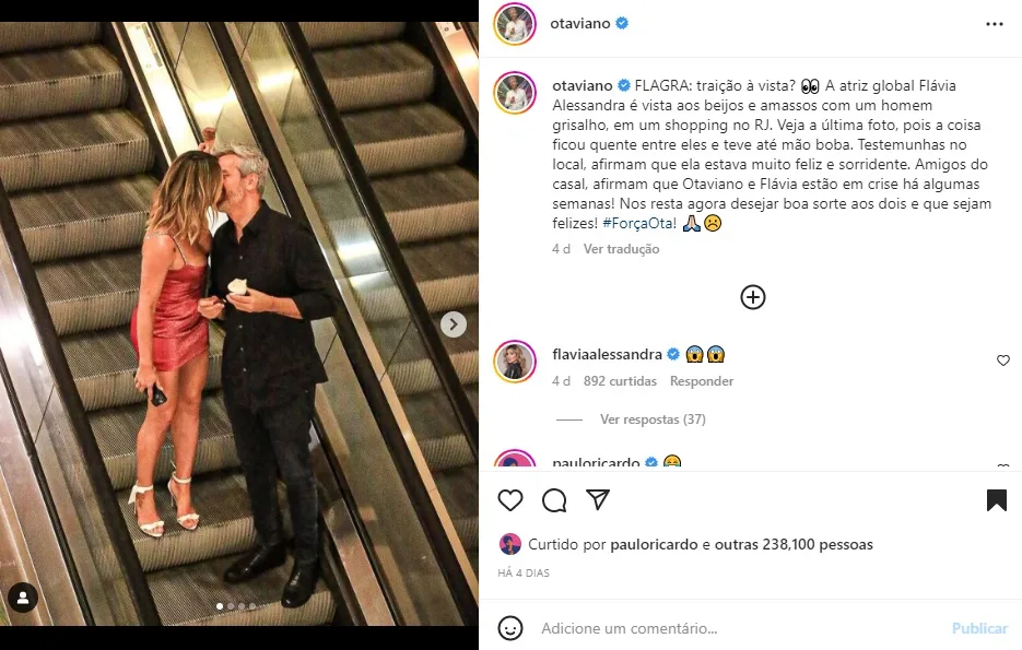 Postagem Otaviano Costa e Flavia Alessandra (Foto: Reprodução Instagram)