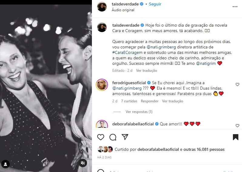 Postagem Tais Araujo (Foto: Reprodução Instagram) Postagem Tais Araujo (Foto: Reprodução Instagram)