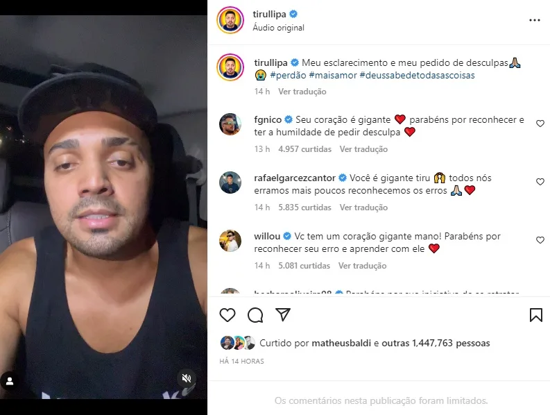 Postagem Tirullipa Postagem Tirullipa (Foto: Reprodução Instagram)