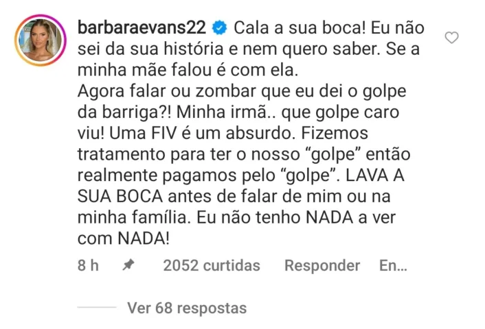 Bárbara Evans no Twitter