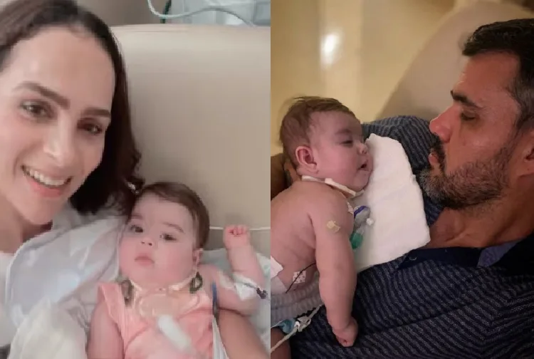Juliano Cazarré e esposa comemoram alta da filha após 7 meses internada