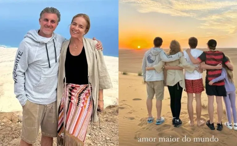 Luciano Huck, de férias no deserto, se declara para Angélica e filhos: “Amor maior”