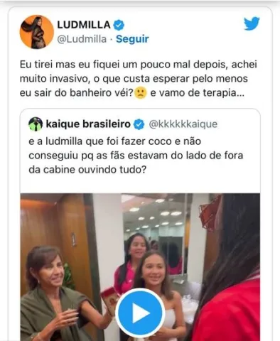 Ludmilla reclama de assédio