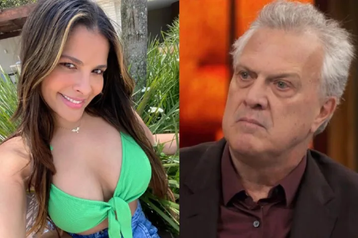 Gyselle Soares e Pedro Bial