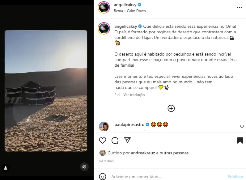 Postagem Angélica (Foto: Reprodução Instagram)