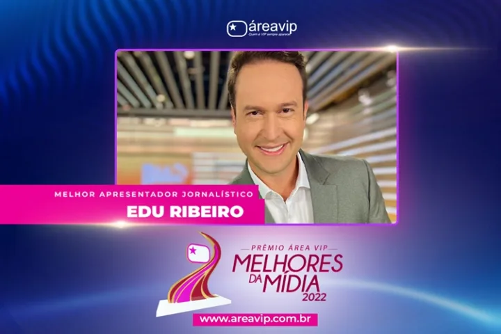 Edu Ribeiro é eleito o 'Melhor Apresentador Jornalístico' de 2022 - Foto: Área VIP