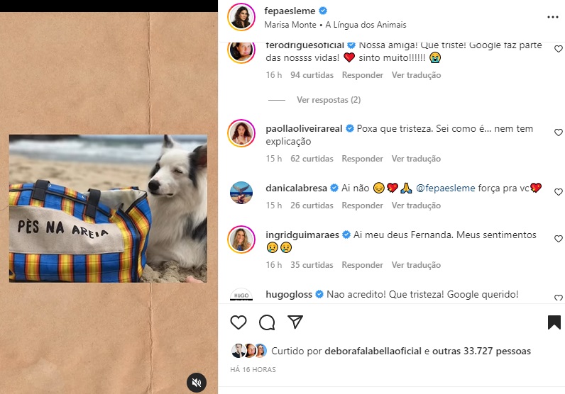 Comentário Paolla Oliveira (Foto: Reprodução Instagram)